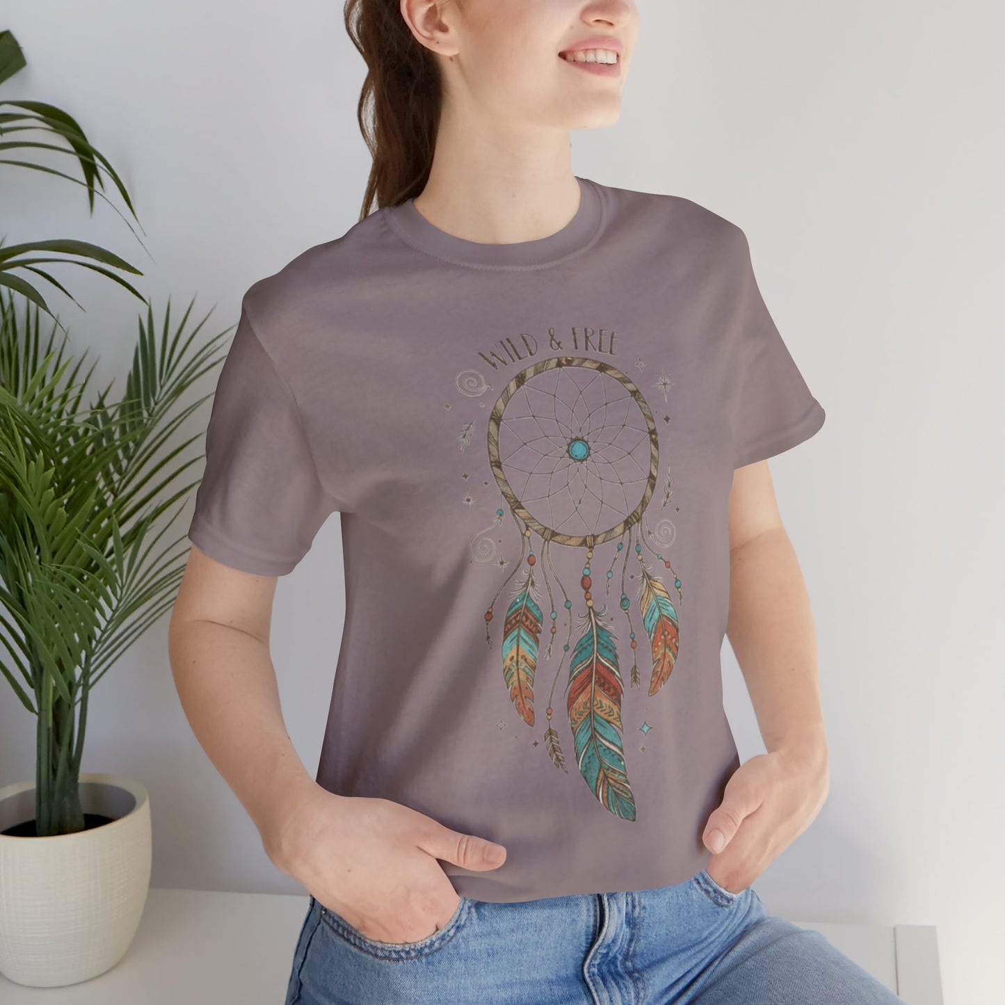 Dreamcatcher Graphic Tee, Wild & Free Shirt, Boho Style Top, Gift for Nature Lovers, Casual Everyday Wear