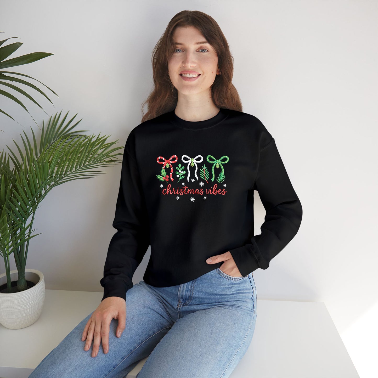 Embroidered Christmas Vibes Sweatshirt