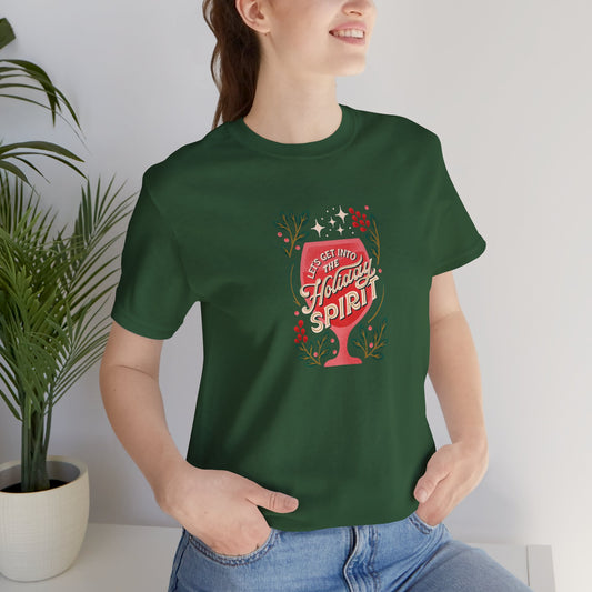 Holiday Spirit Short Sleeve Tee - Unisex Jersey T-Shirt, Festive Casual Wear, Christmas Gift, Family Gatherings, Seasonal Apparel