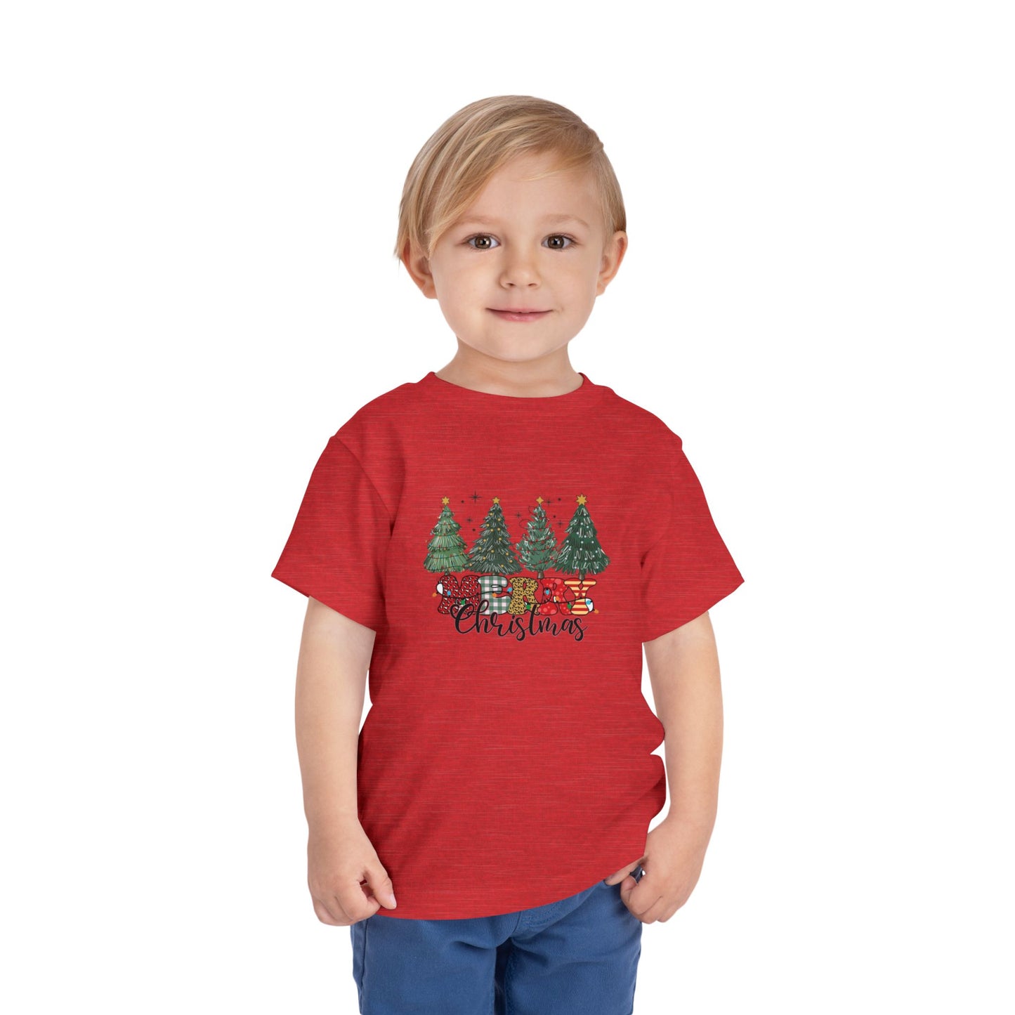 Cozy Christmas Toddler Tee with Tree Design | Perfect for Holiday Photos, Gift, Family Gatherings, Christmas Celebrations, Kids Apparel