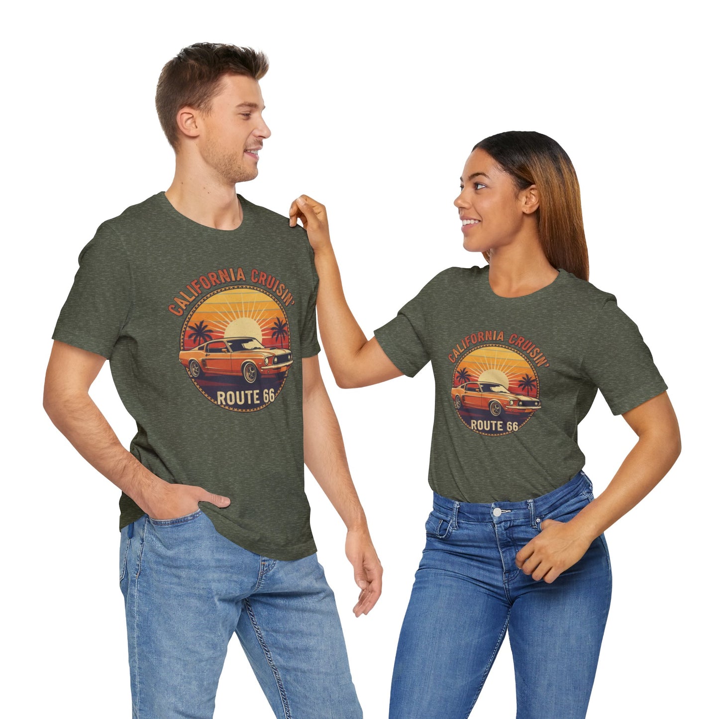 California Cruisin' Vintage Tee, Retro Car Shirt, Route 66 Graphic Tee, Perfect for Road Trips, Travel Lovers Apparel, Unisex T-Shirt