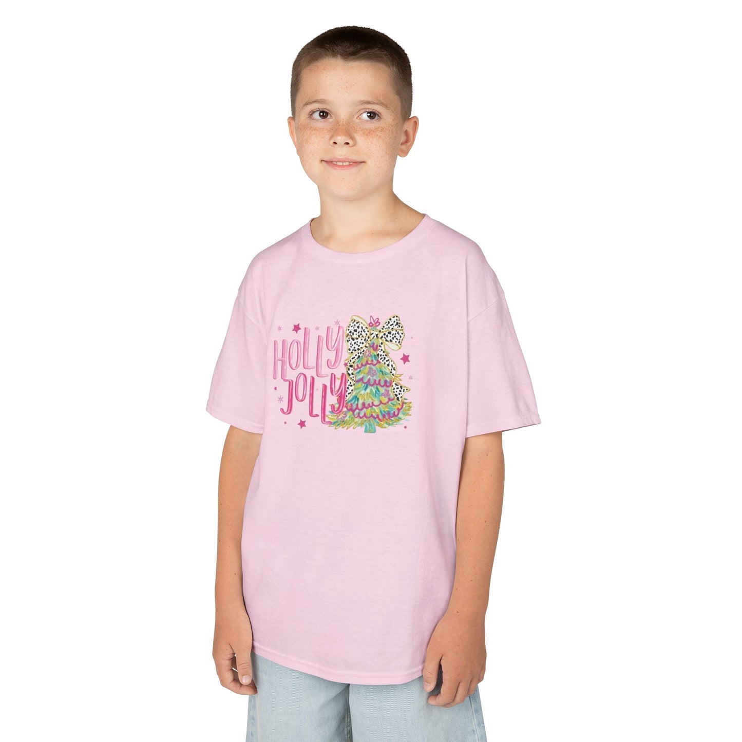 Holly Jolly Kids Tee, Festive Youth Shirt, Christmas Apparel, Fun Gift for Kids, Joyful T-Shirt for Celebrations