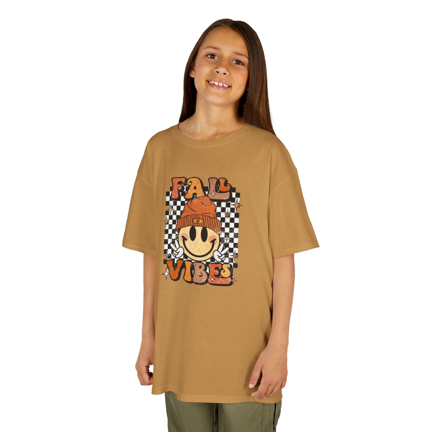 Fall Vibe Kids Tee - Cheerful Autumn T-Shirt, Kids Graphic Tee, Fall Seasonal Wear, Birthday Gift, Halloween Fun