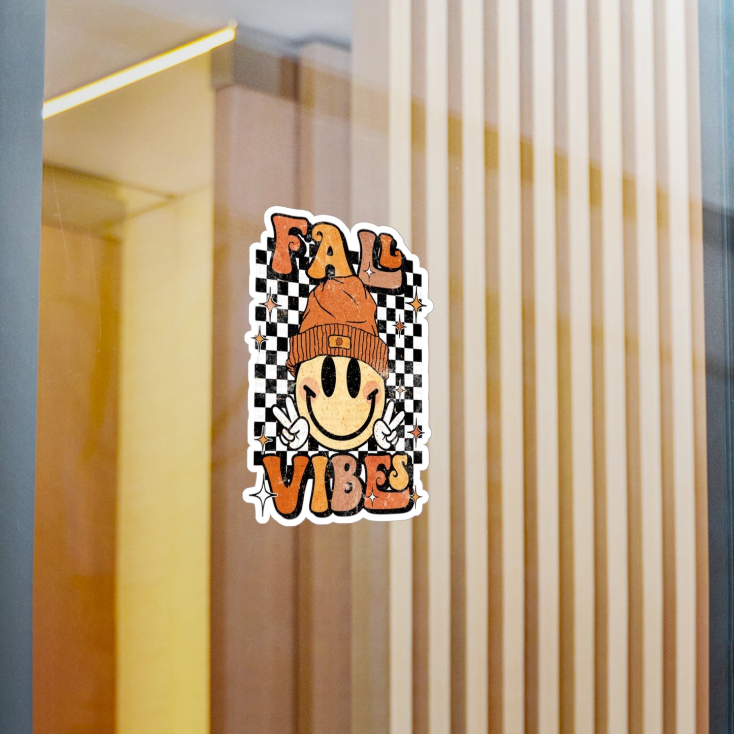 Fall Vibes Kiss-Cut Vinyl Decals - Cheerful Autumn Stickers for Home Décor, Laptop, Car, Gifts, Seasonal Decorations