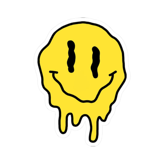 Happy Drip Smiley Kiss-Cut Stickers, Laptop Decor, Fun Gifts, Vintage Aesthetic, Cheerful Accessories, Self-Expression