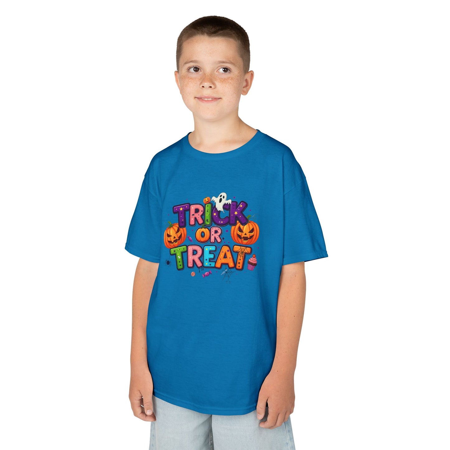 Kids Halloween Tee - Trick or Treat T-Shirt, Perfect for Halloween Parties, Costume, Pumpkin Designs, Fun Kids Apparel