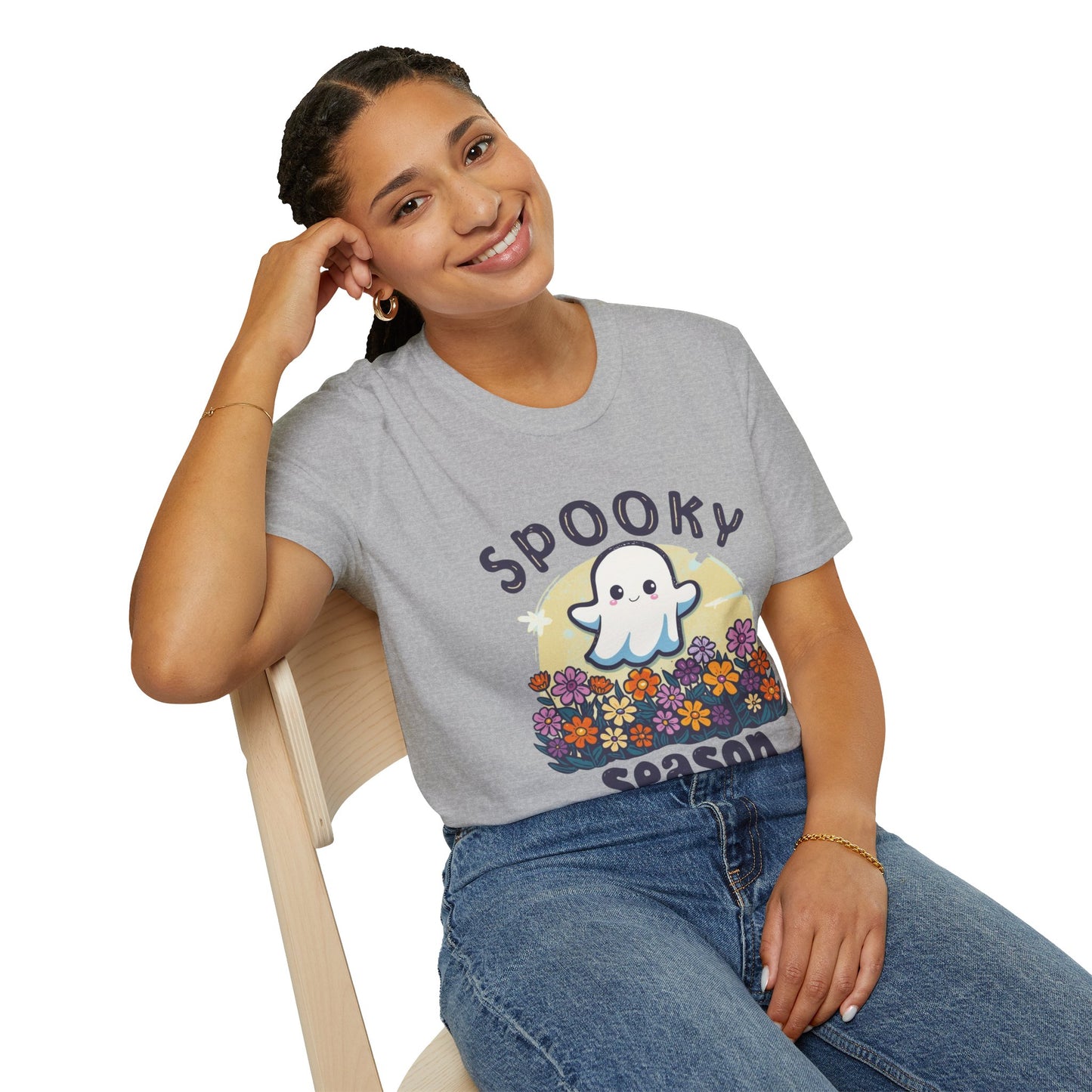 Spooky Season T-Shirt, Halloween Tee, Ghost Graphic Shirt, Fall Apparel, Cute Casual Top