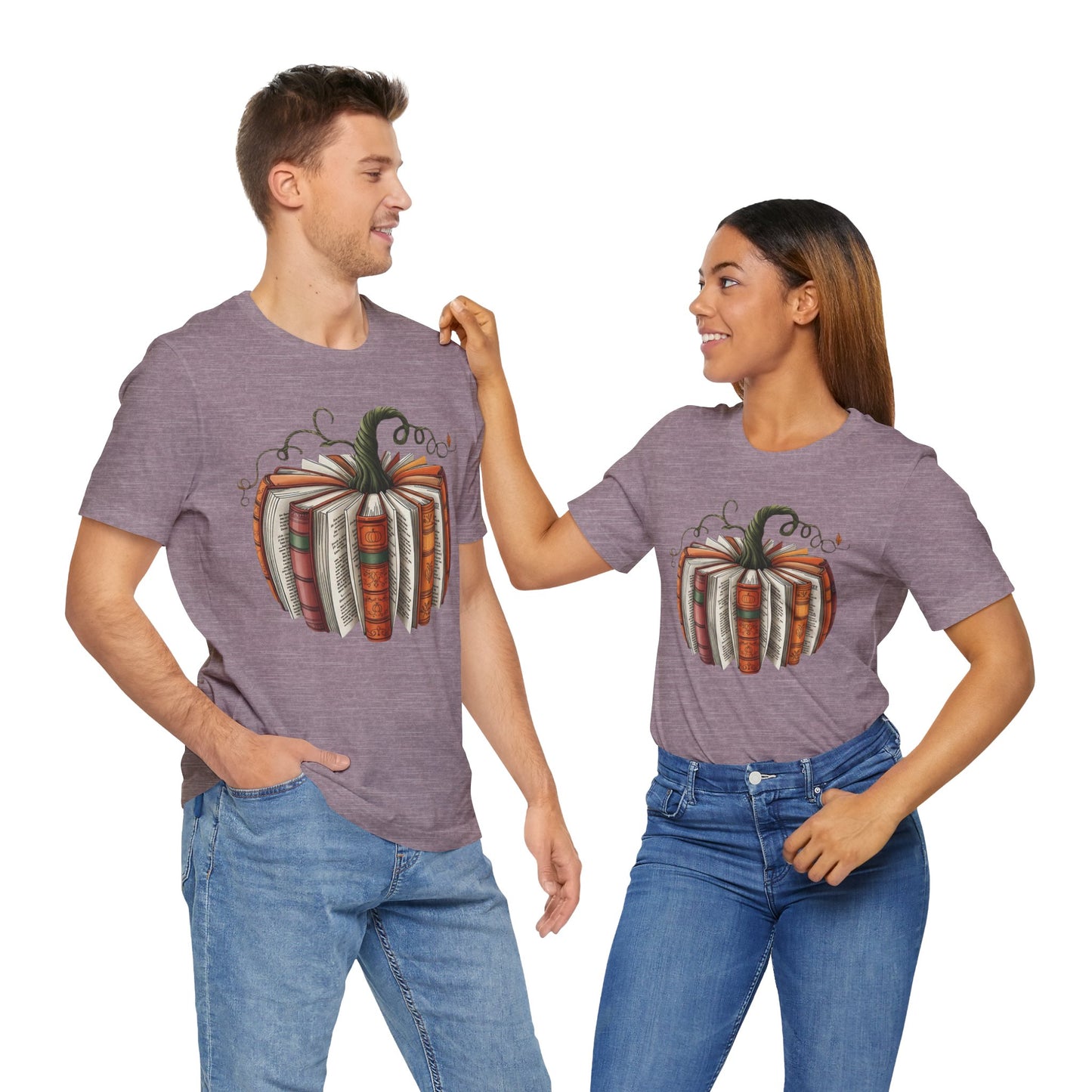 Fall Pumpkin Books Unisex Tee - Cozy Autumn T-Shirt for Book Lovers