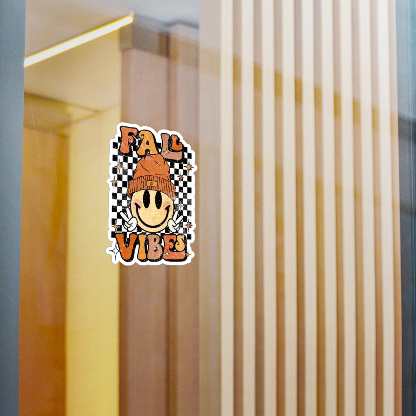 Fall Vibes Kiss-Cut Vinyl Decals - Cheerful Autumn Stickers for Home Décor, Laptop, Car, Gifts, Seasonal Decorations