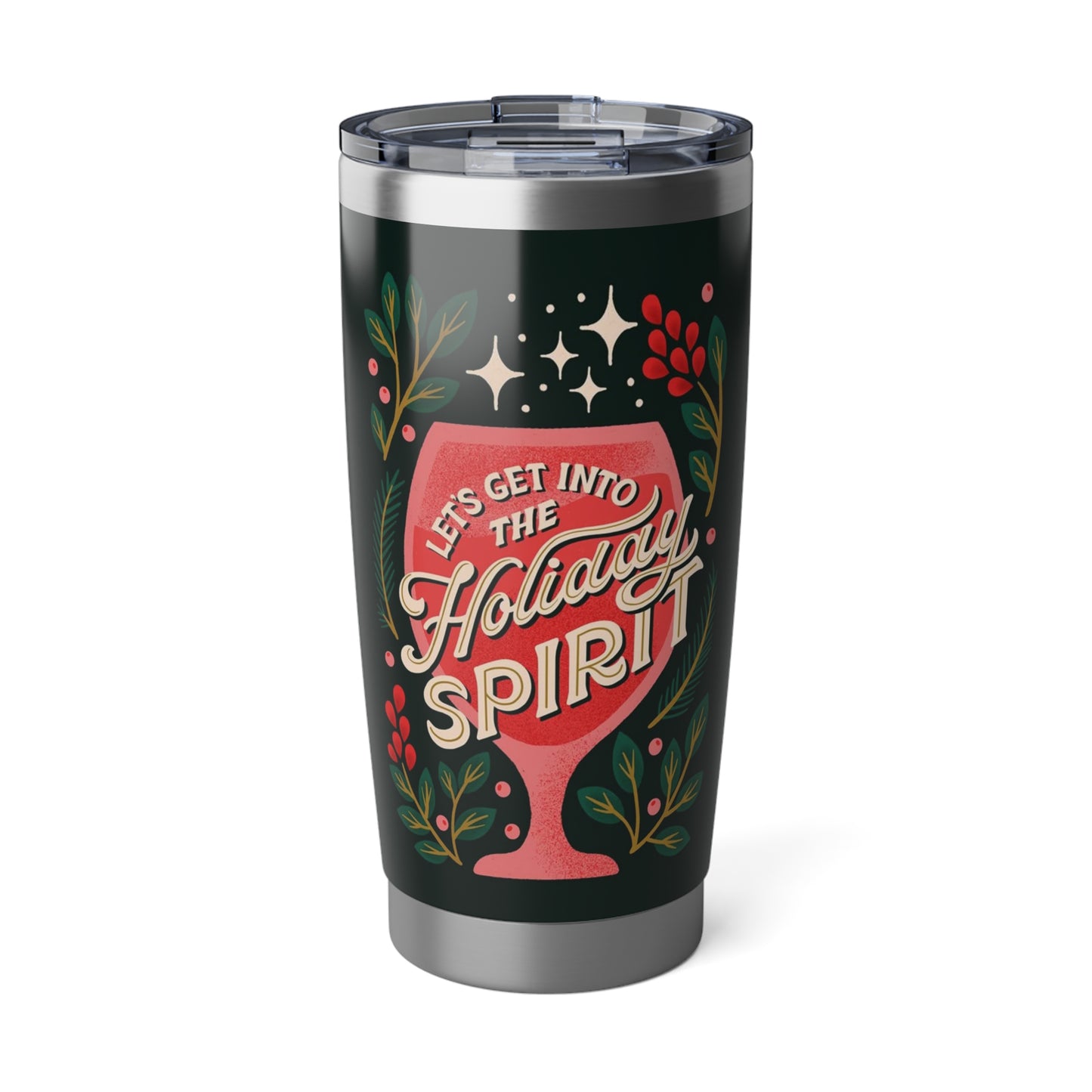 Holiday Spirit Tumbler, Festive Drinkware, Travel Mug, Christmas Gift, Holiday Mug, Friendsgiving Cup