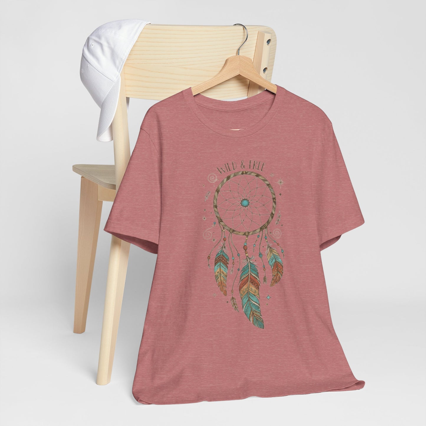 Dreamcatcher Graphic Tee, Wild & Free Shirt, Boho Style Top, Gift for Nature Lovers, Casual Everyday Wear