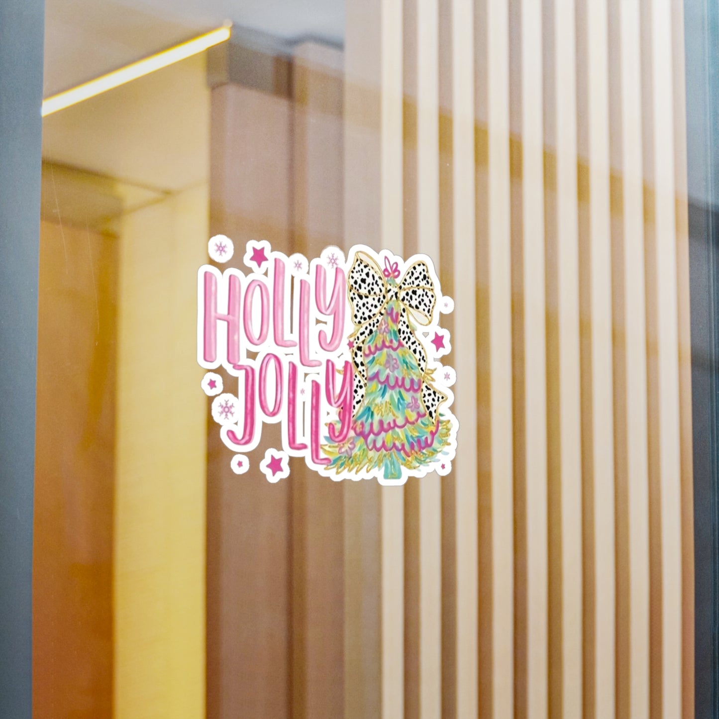 Holy Jolly Kiss-Cut Vinyl Decals for Christmas, Cute Holly Jolly Stickers, Festive Holiday Decor, Gift Ideas, Home and Office Decor