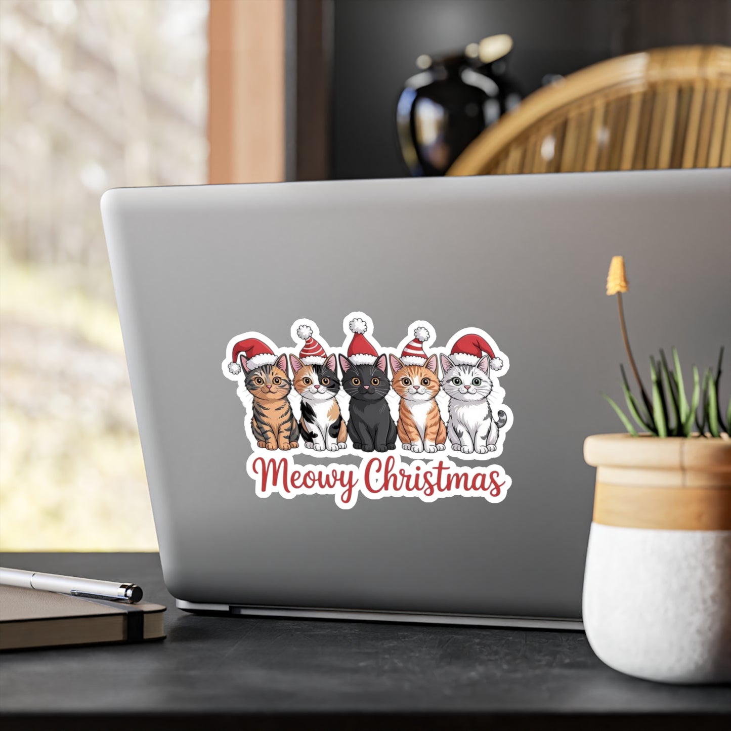 Christmas Cat Vinyl Decal