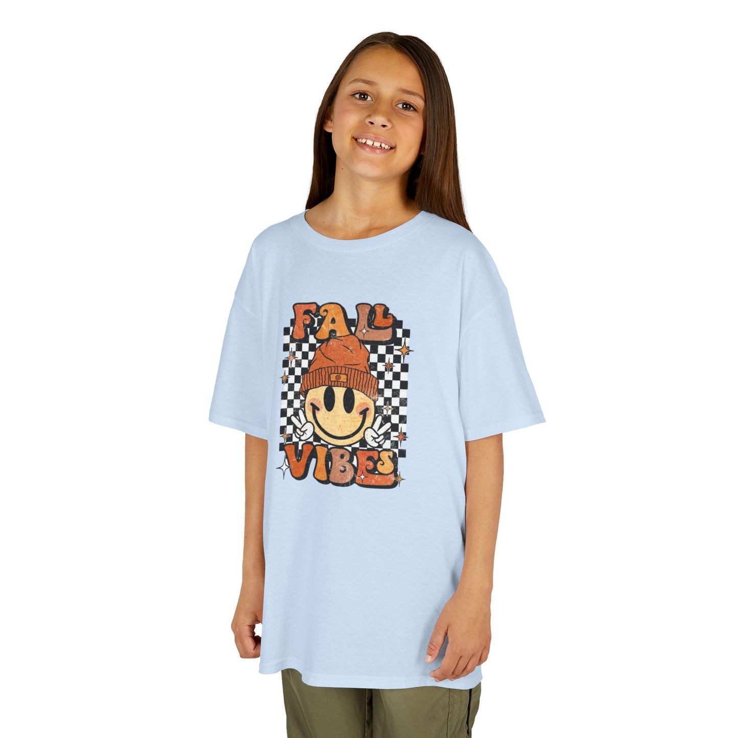 Fall Vibe Kids Tee - Cheerful Autumn T-Shirt, Kids Graphic Tee, Fall Seasonal Wear, Birthday Gift, Halloween Fun