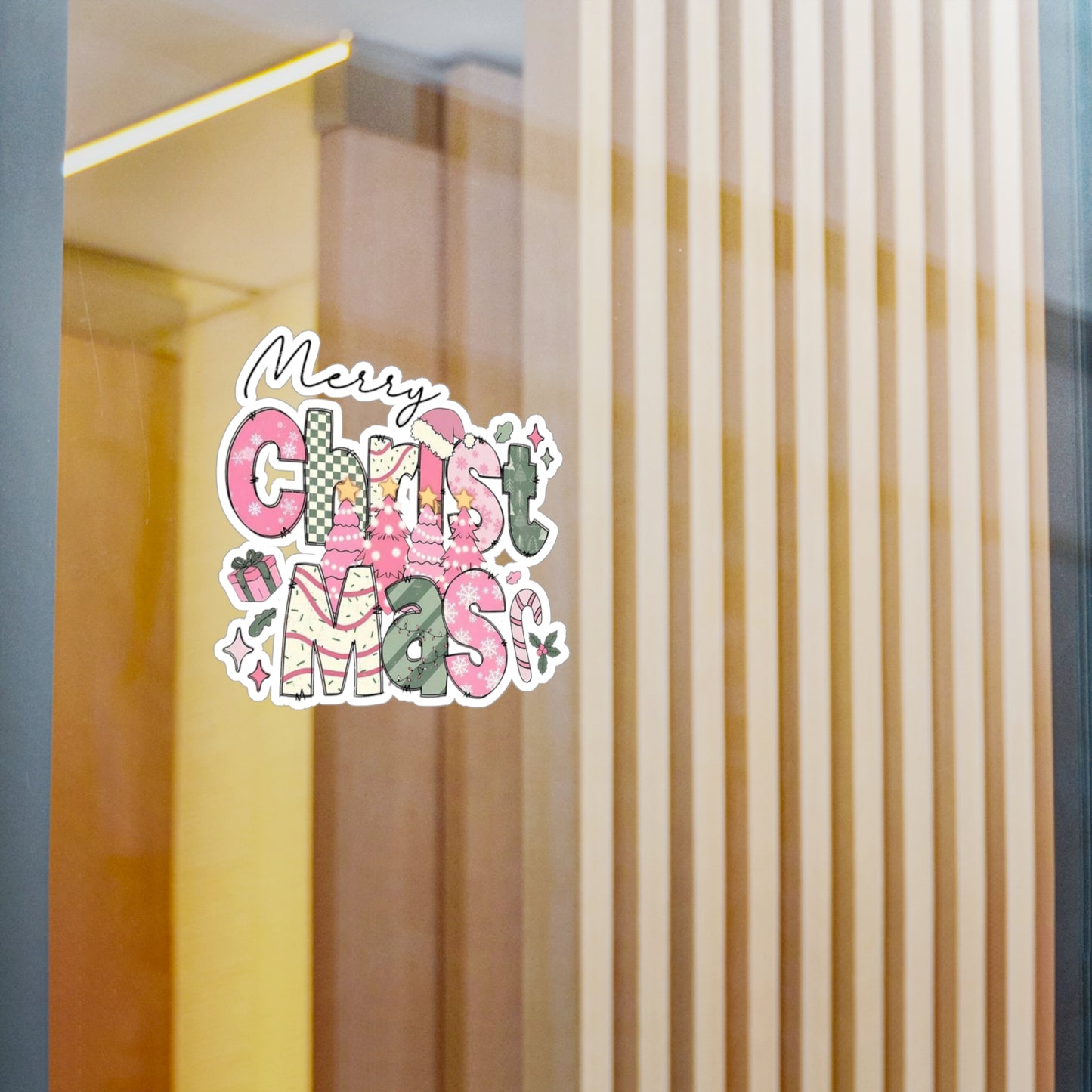 Merry Christmas Kiss-Cut Vinyl Decals, Holiday Stickers for Home Decor, Festive Gifts, Christmas Party Decoration, Seasonal Cheer