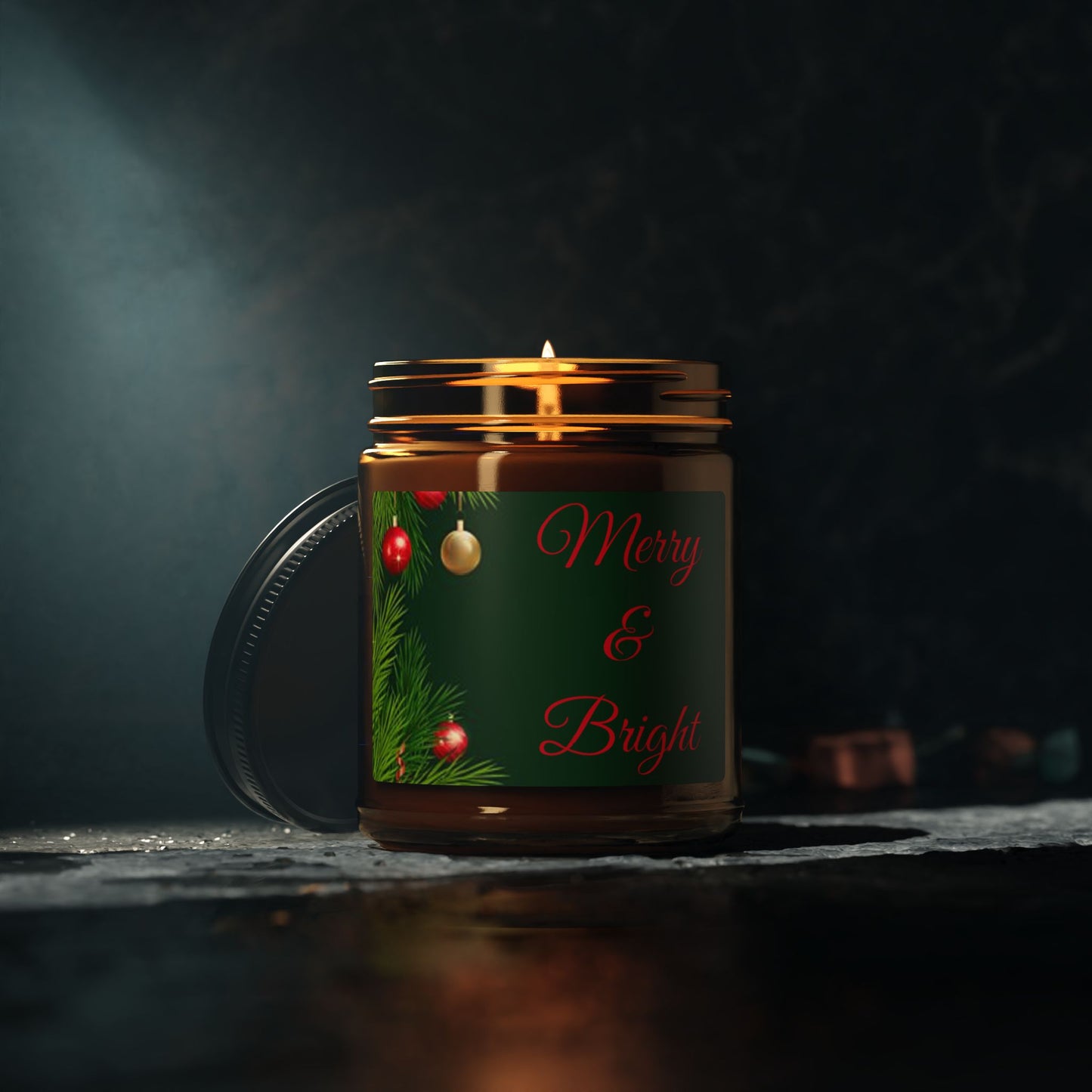 Merry & Bright Scented Soy Candle, Holiday Decor, Gift for Her, Aromatherapy, Christmas Table Centerpiece