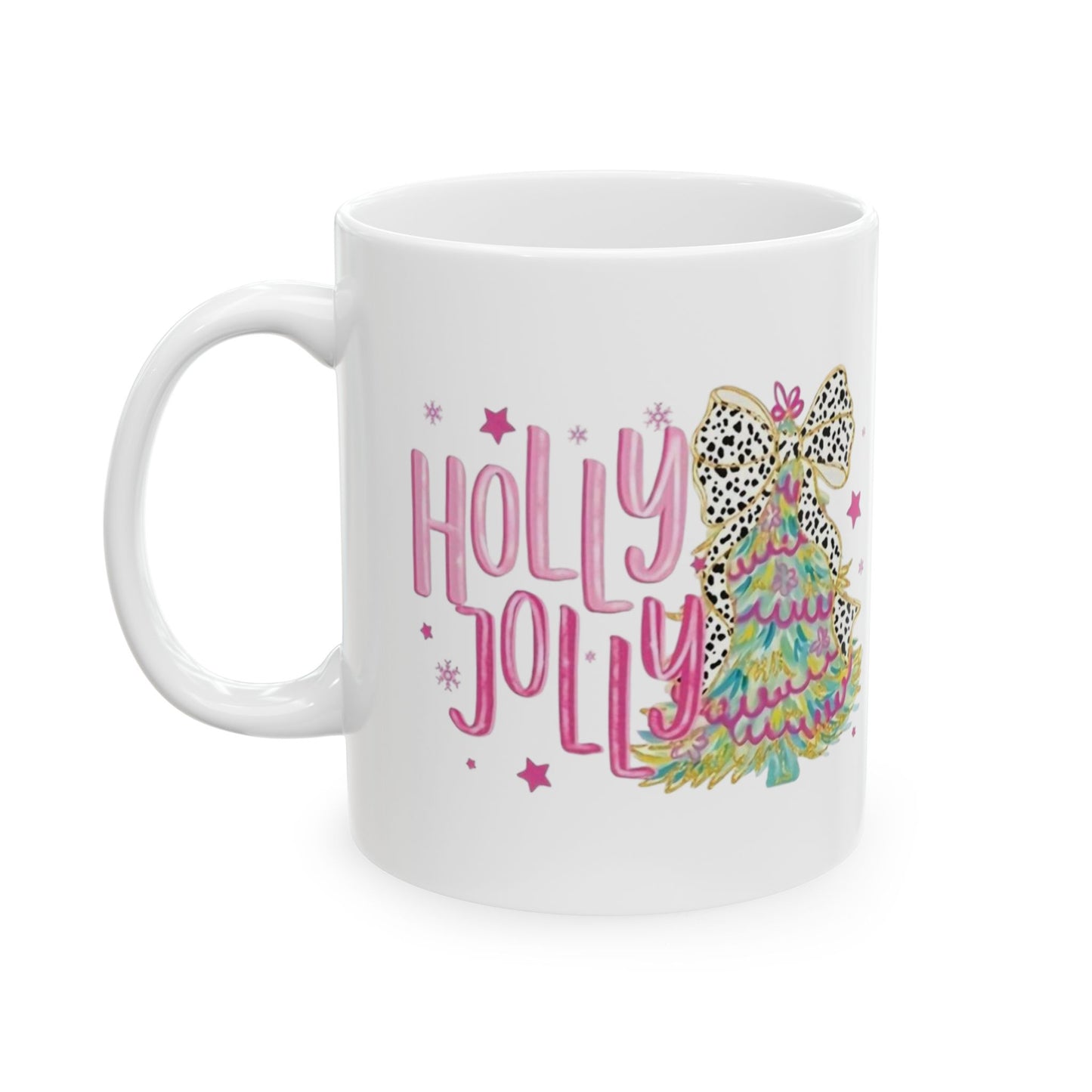 Holly Jolly Festive Ceramic Mug - Holiday Cheer, Christmas Gift, Coffee Lover, Cute Design, Fun Decor