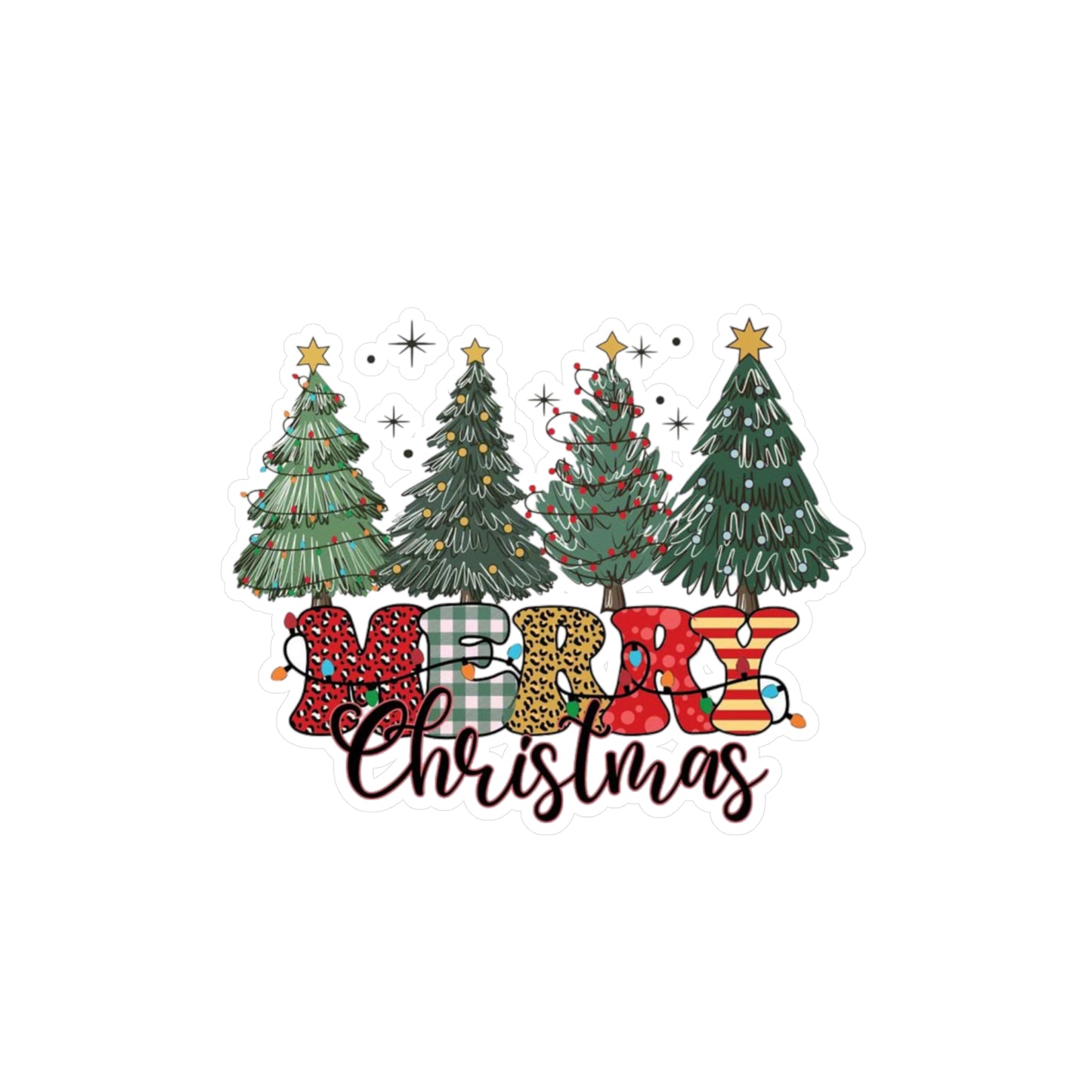 Merry Christmas Kiss-Cut Vinyl Decals – Festive Holiday Stickers for Home Decor, Gifts, Scrapbooking, and Crafting