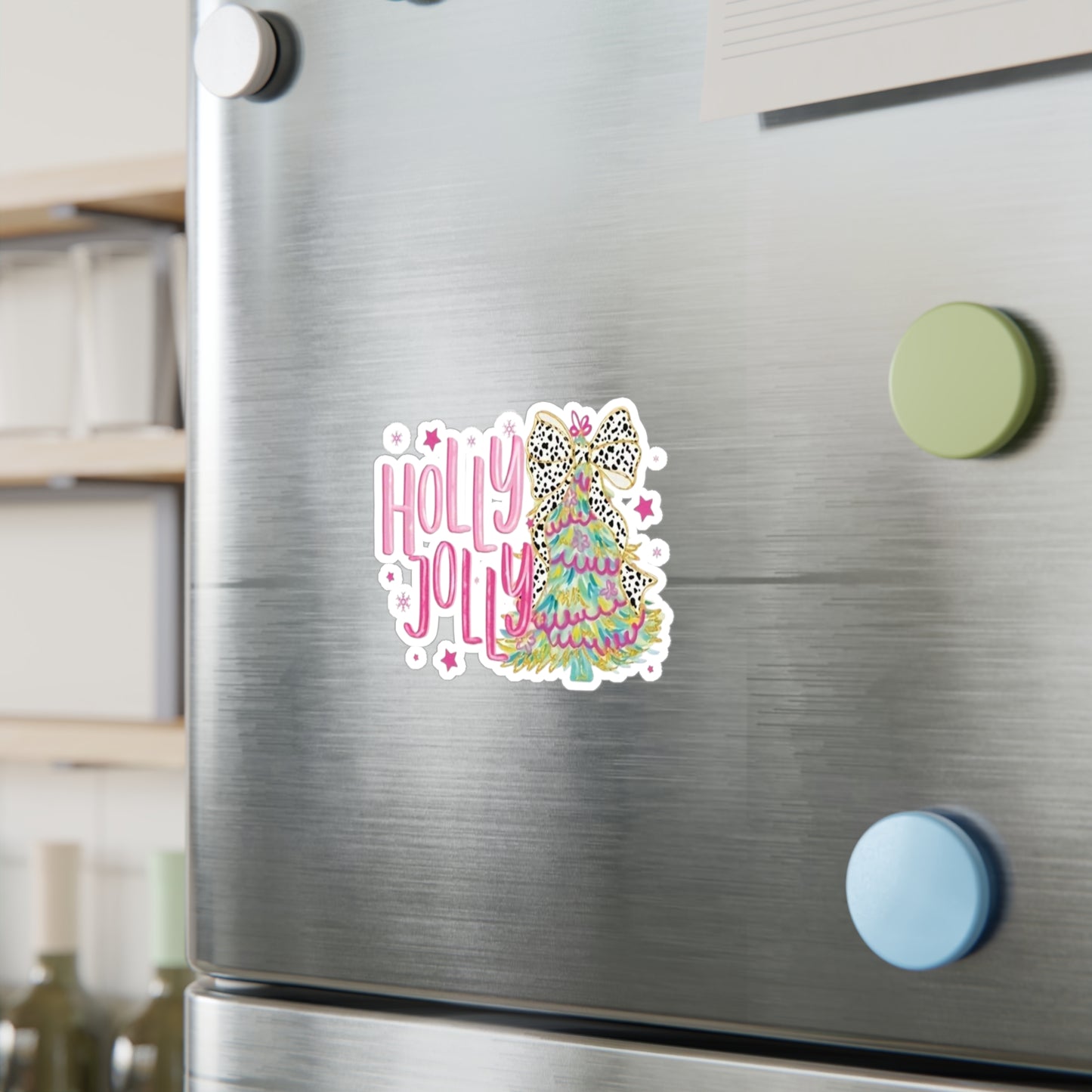 Holy Jolly Kiss-Cut Vinyl Decals for Christmas, Cute Holly Jolly Stickers, Festive Holiday Decor, Gift Ideas, Home and Office Decor