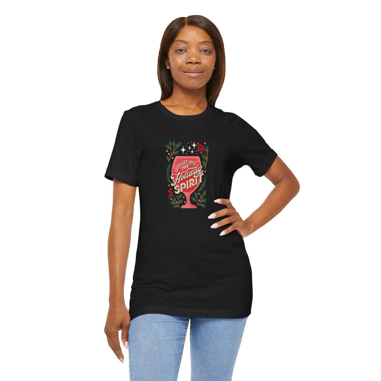 Holiday Spirit Short Sleeve Tee - Unisex Jersey T-Shirt, Festive Casual Wear, Christmas Gift, Family Gatherings, Seasonal Apparel