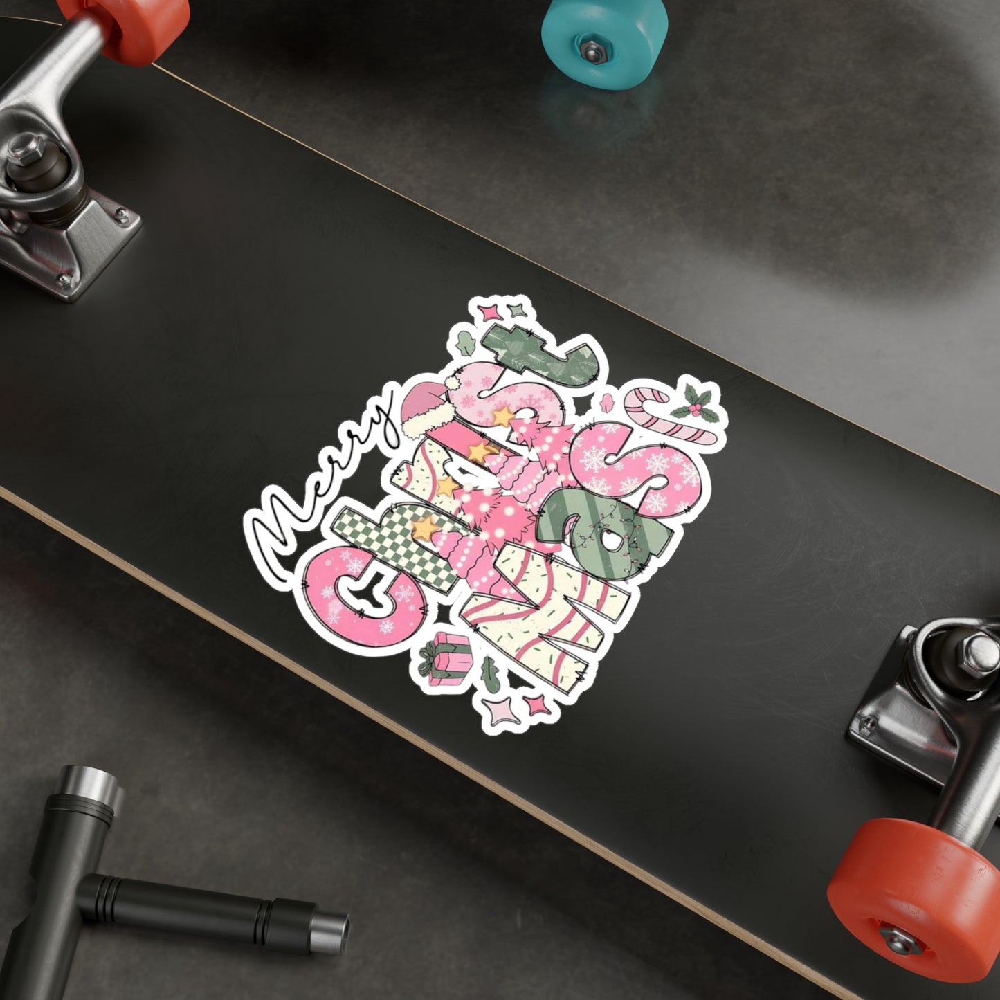 Merry Christmas Kiss-Cut Vinyl Decals, Holiday Stickers for Home Decor, Festive Gifts, Christmas Party Decoration, Seasonal Cheer