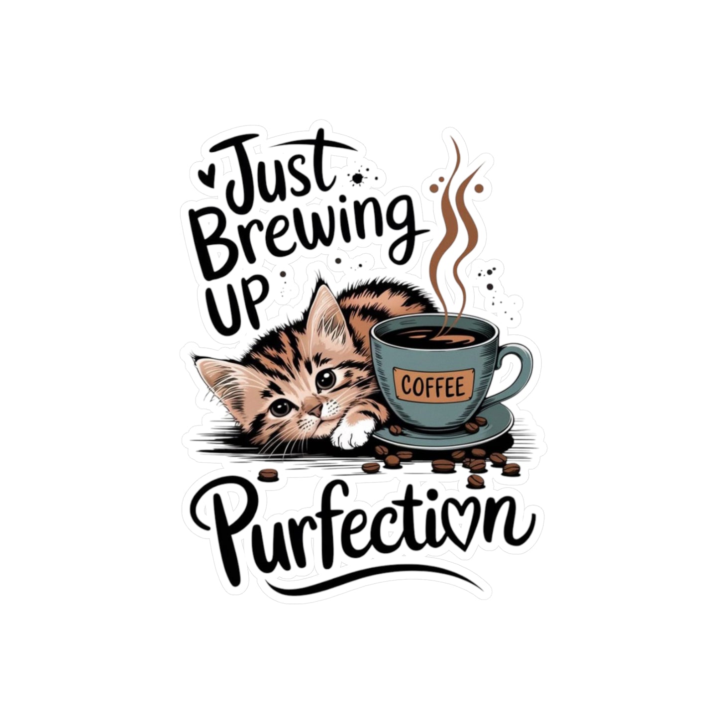 Cozy Coffee Cat Kiss-Cut Vinyl Decal