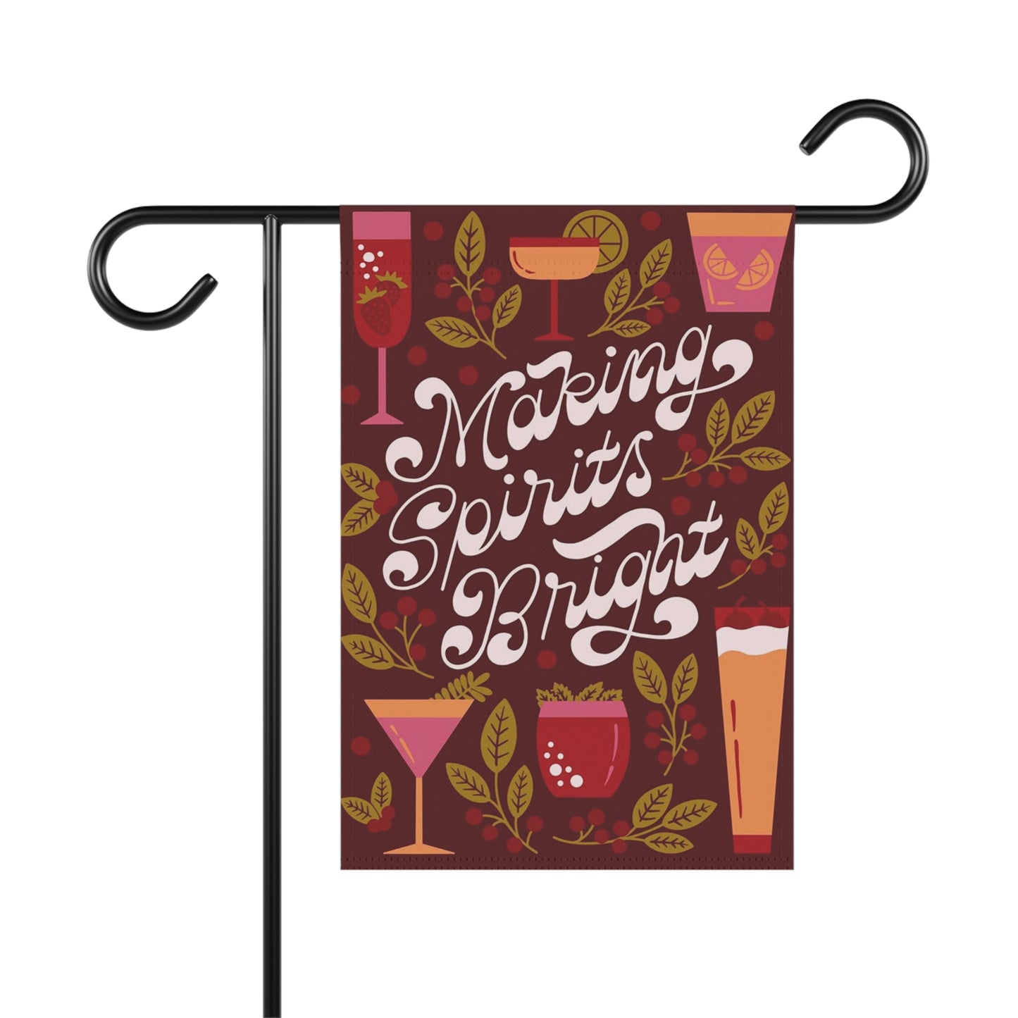 Festive Garden Banner, Outdoor Decor, Holiday Decoration, Party Flag, Floral Garden Sign, Making Spirits Bright