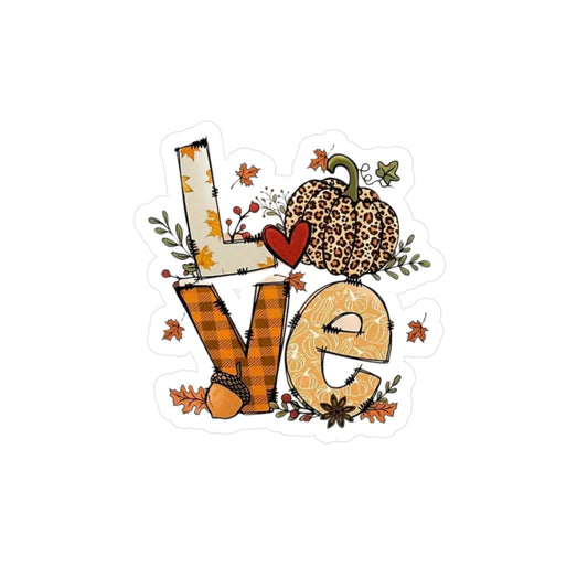 Autumn Love Kiss-Cut Vinyl Decals, Fall Decor Stickers, Seasonal Home Accents, Pumpkin Aesthetic, Perfect for Greetings and Gifts