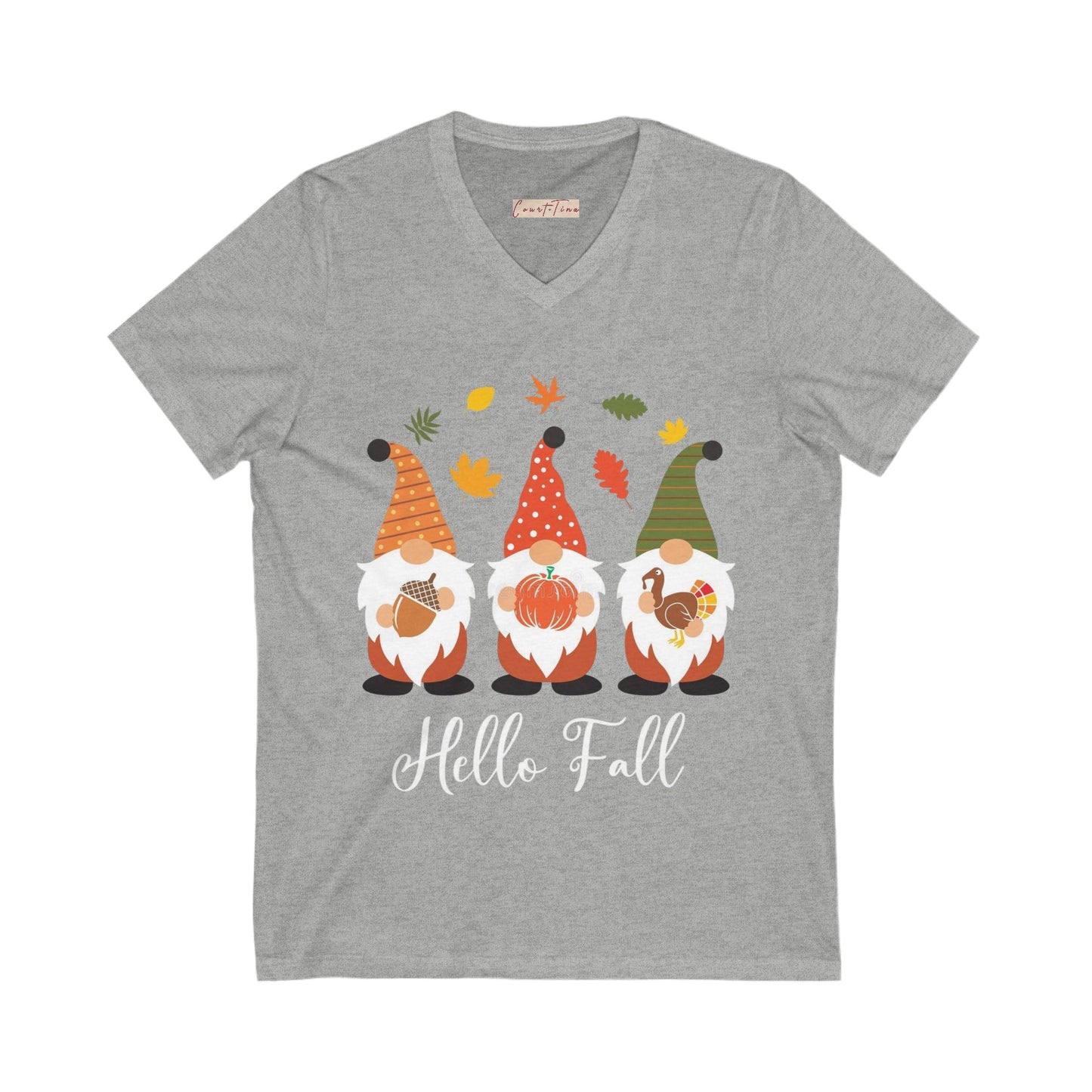 Hello Fall Gnome V-Neck Tee