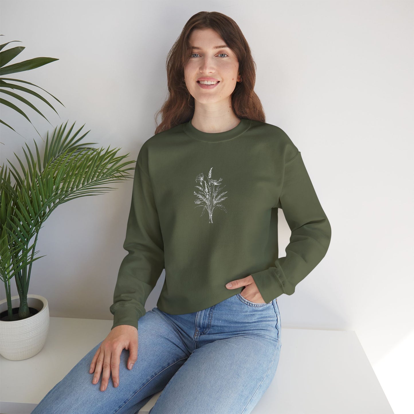 Cozy Embroidered Wildflower Bouquet  Crewneck Sweatshirt, Soft Sweatshirt, Fall Apparel, Gift for Nature Lovers, Casual Wear, Eco-Friendly Fashion