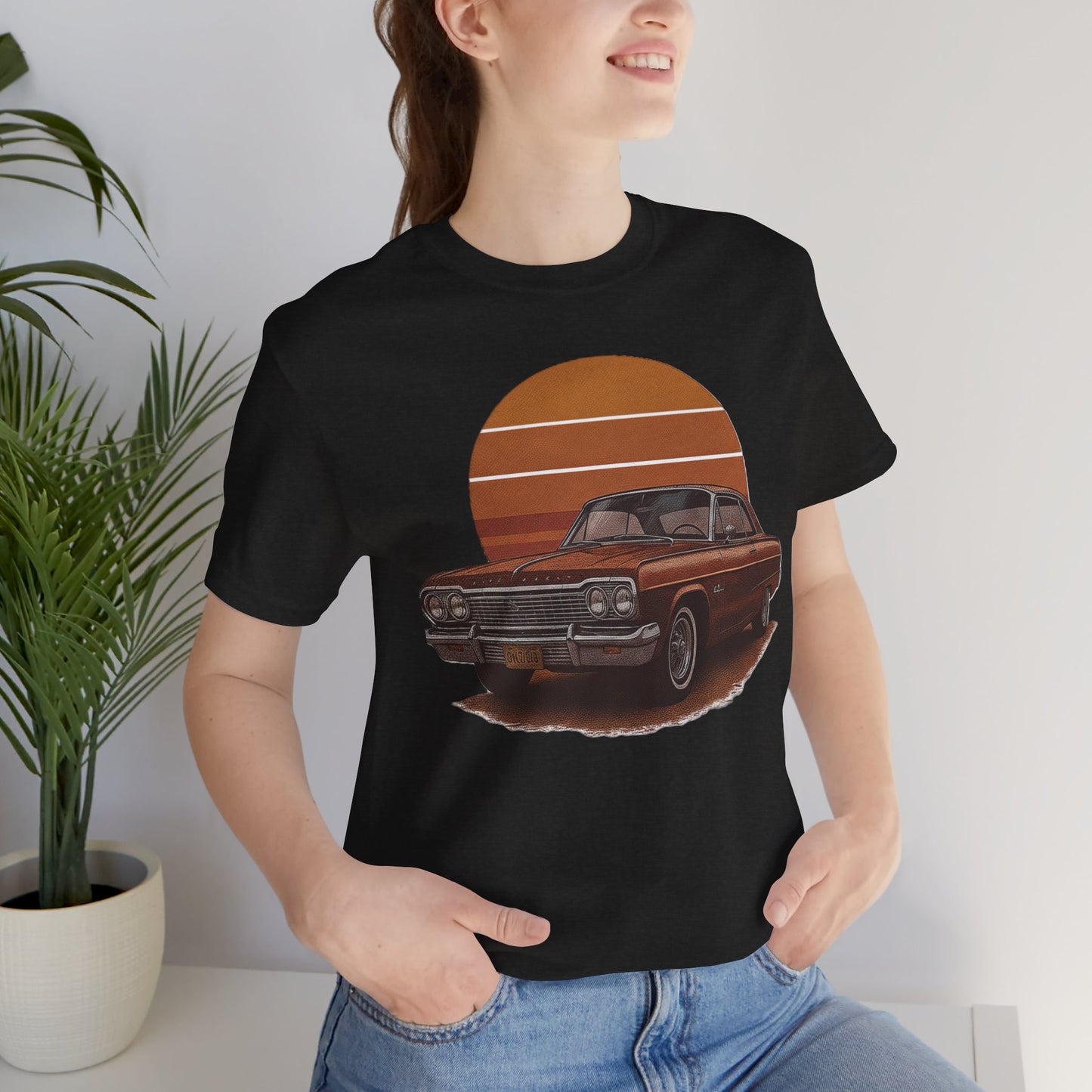 Retro Car Graphic Tee - Vintage Sunset Shirt, Perfect for Car Lovers, Gift for Him, Summer Style, Casual Wear, Unisex Fashion