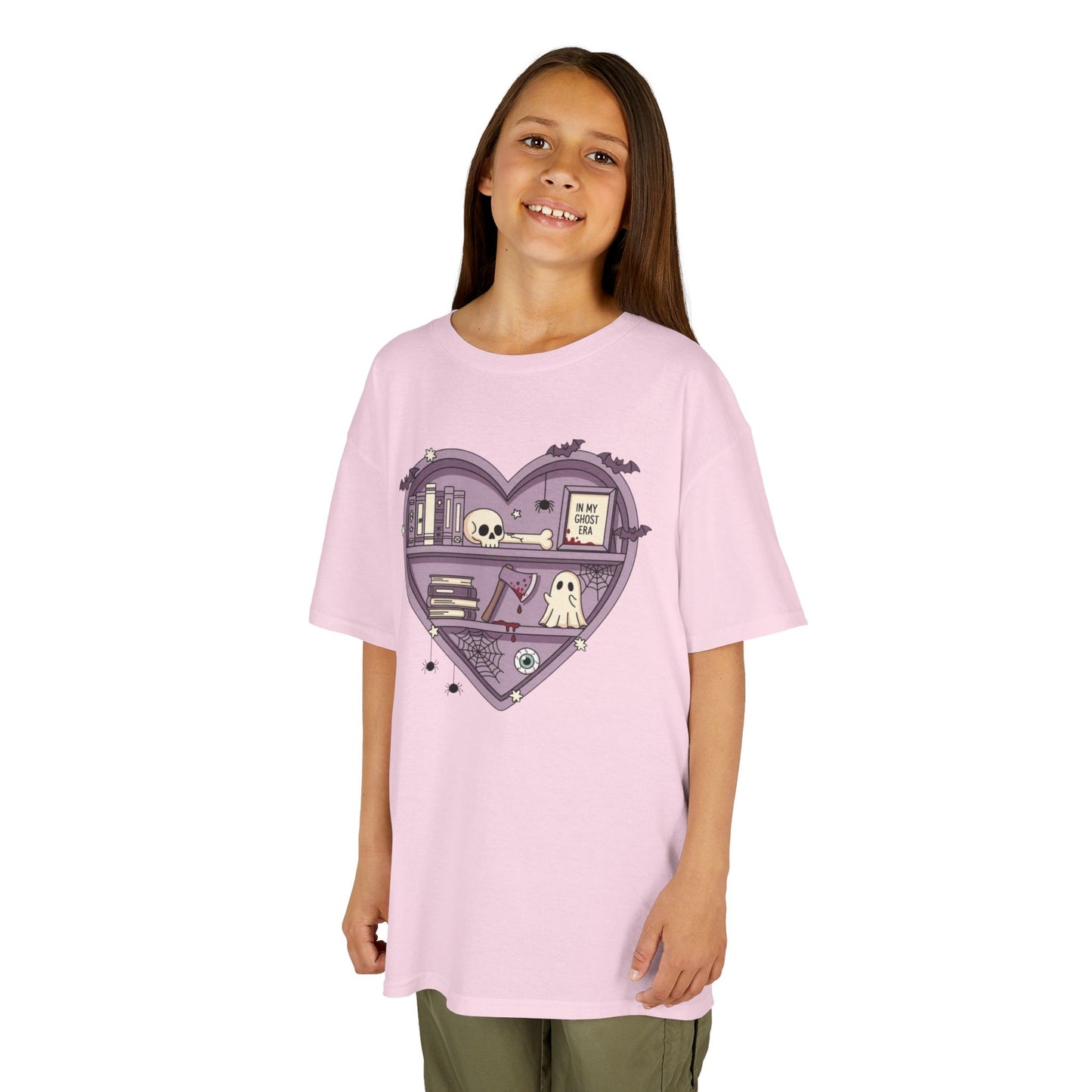 Ghost Heart Kids Tee, Cute Kids T-Shirt, School Spirit Shirt, Birthday Gift for Kids, Cute Graphic Tee